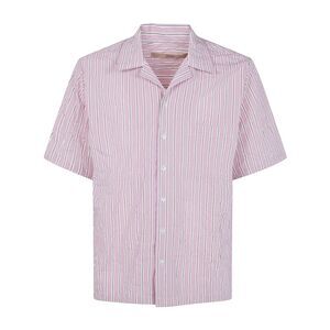 Nuur Men Striped Short Sleeved Bowling Shirt